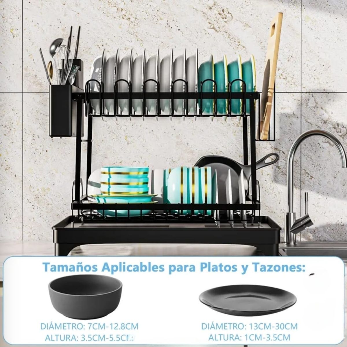 GENERICO - ESCURRIDOR DE LOZA PLATOS DOBLE CON DESAGUE