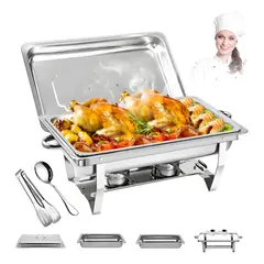 EVERSO - Chafer Buffet Plegable De Acero Inoxidable Con Bandejas 11l