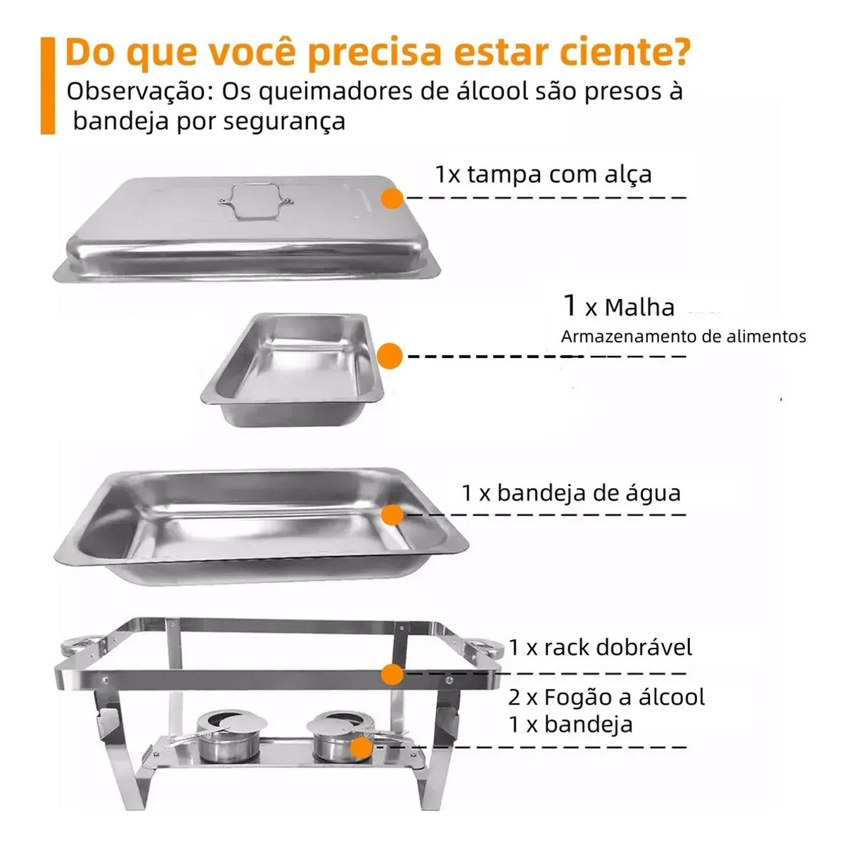 EVERSO - Chafer Buffet Plegable De Acero Inoxidable Con Bandejas 11l