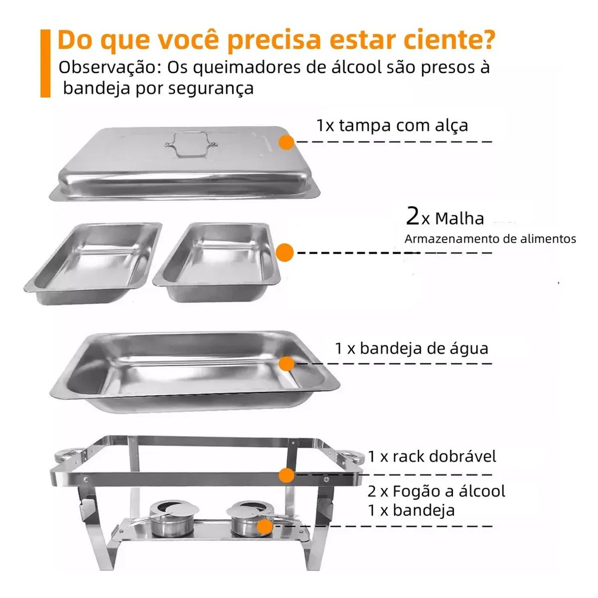 EVERSO - Chafer Buffet Plegable De Acero Inoxidable Con 2bandejas 11L