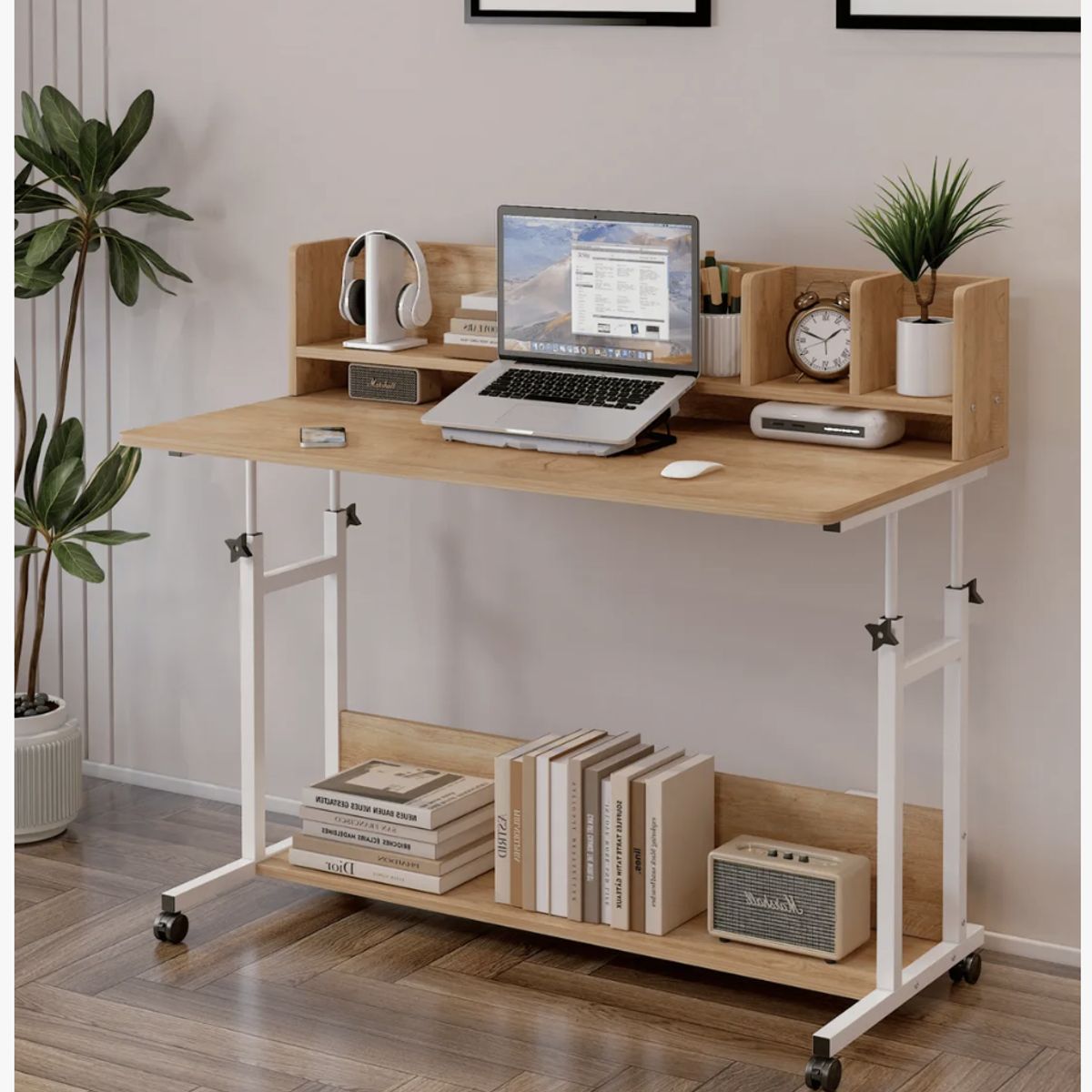 HOMER DESIGN - Escritorio Ajustable Con Repisa Y Rueda Para Cama 100cm