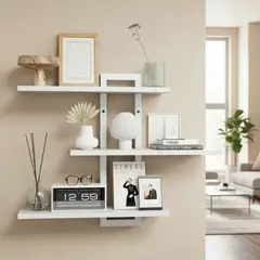 EVERSO - Estantes Flotante Pared De Madera 3 Niveles Para Baño Cocina