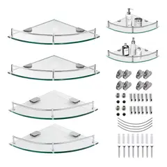 EVERSO - Repisas Esquineras De Vidrio Pbaño 4 Pisos Cristal Templano