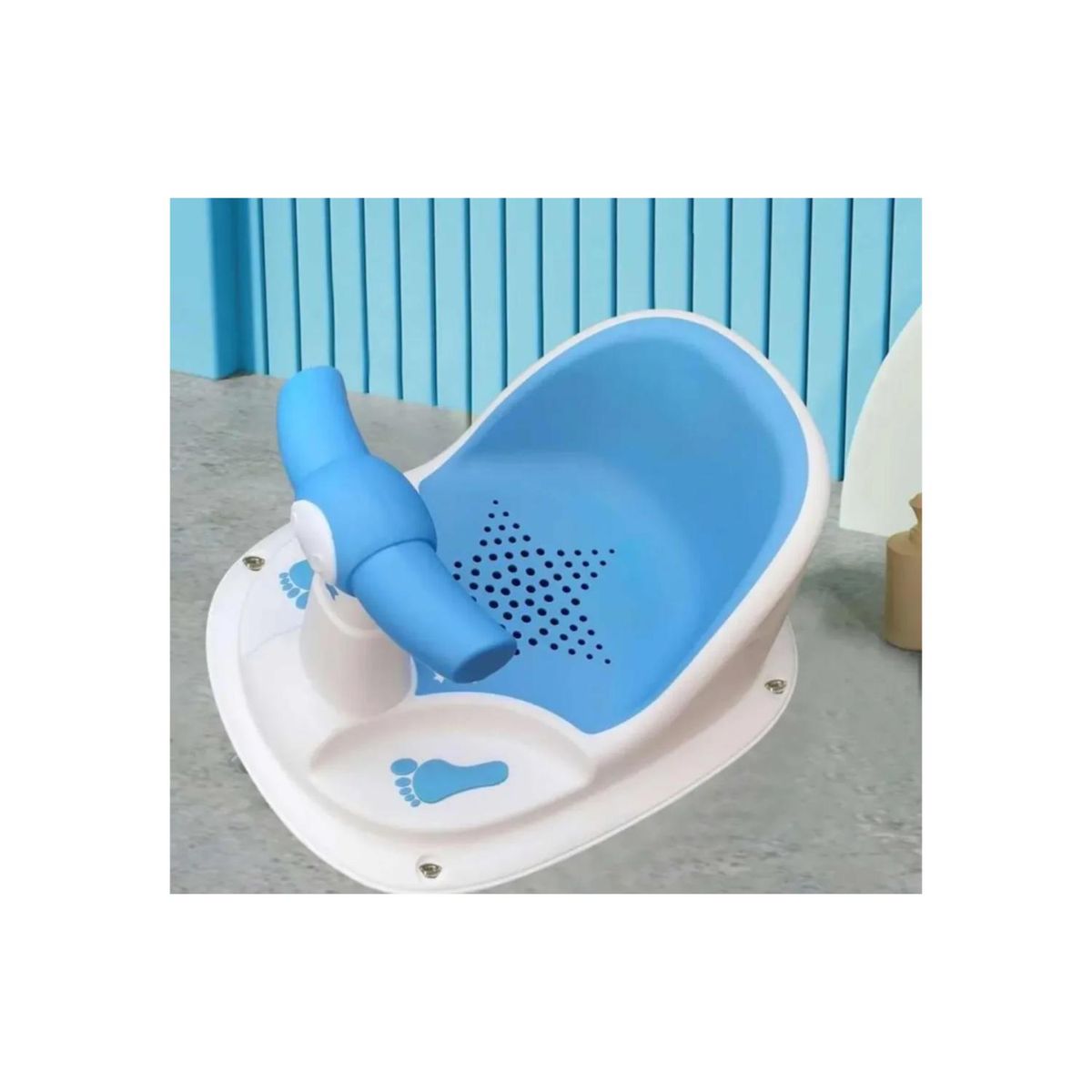 GENERICO - Silla De Ducha Para Bebes Asiento Baño Blanco Celeste Infantil