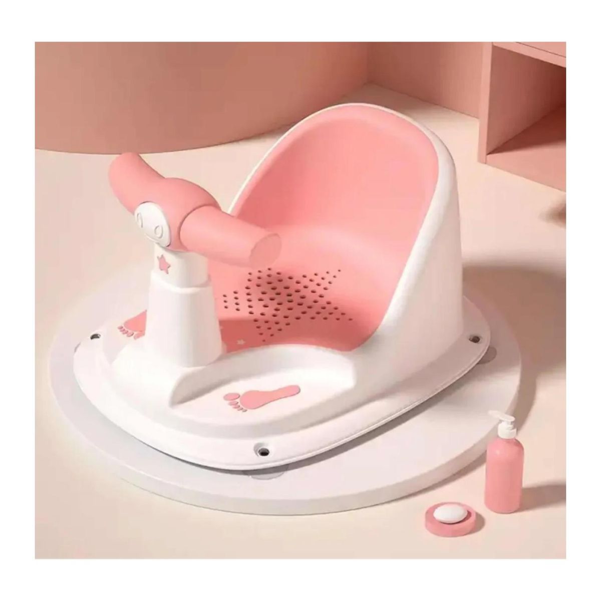 GENERICO - Silla De Ducha Para Bebes Asiento Baño Blanco Rosa Infantil