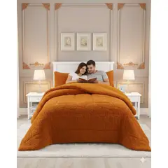GENERICO - CUBRECAMA DE INVIERNO PREMIUM CON CHIPORRO SUPER KING 250 CM X 270 CM NARANJA