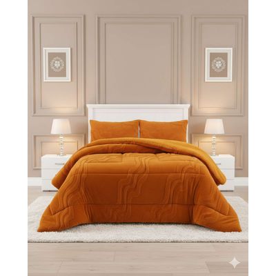 Imagen 2 del producto CUBRECAMA DE INVIERNO PREMIUM CON CHIPORRO SUPER KING 250 CM X 270 CM NARANJA