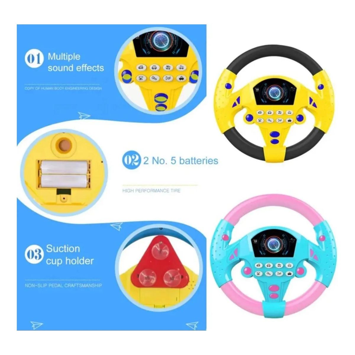 GENERICO - Juguete Volante Simulador De Auto Para Niños Amarillo