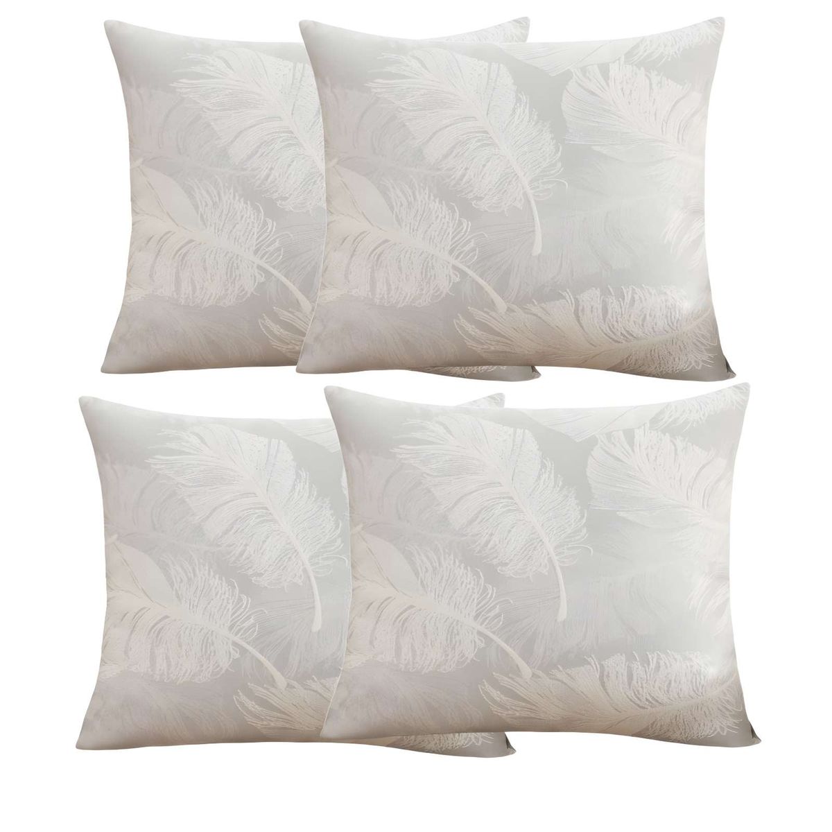 GENERICO - PACK DE 4 FUNDAS DE COJIN DE HOJAS GRIS