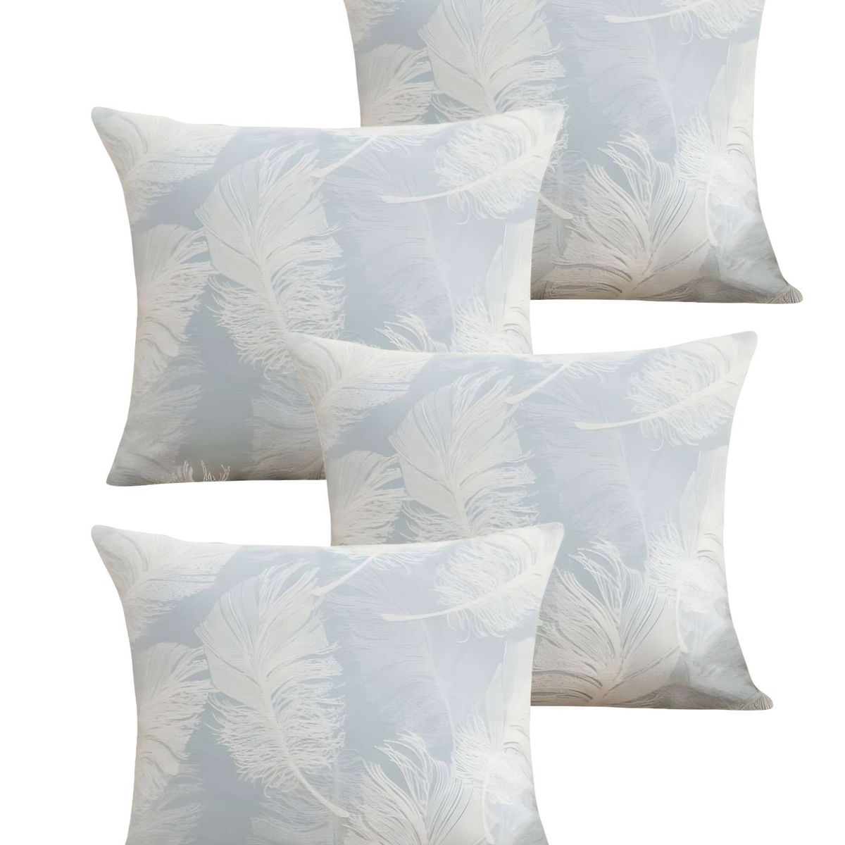 GENERICO - PACK DE 4 FUNDAS DE COJIN DE HOJAS CELESTE