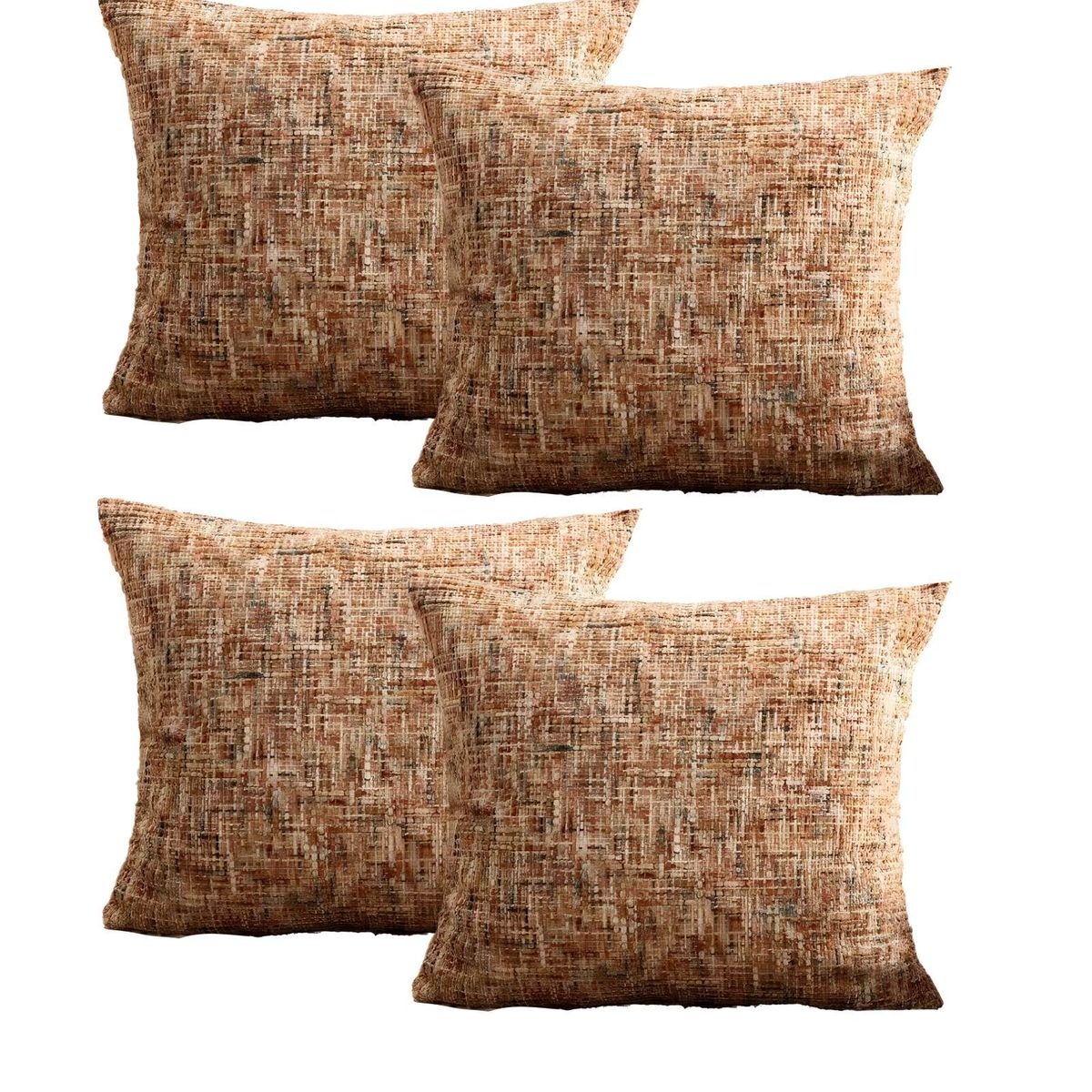 GENERICO - PACK DE 4 FUNDAS DE COJIN CHENILLE NARANJA