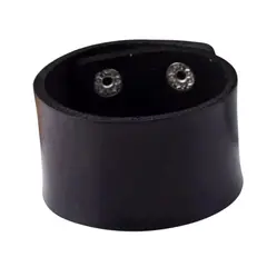GENERICO - Pulsera Cuero Tipo Punk Negro Hombre Mujer Moda