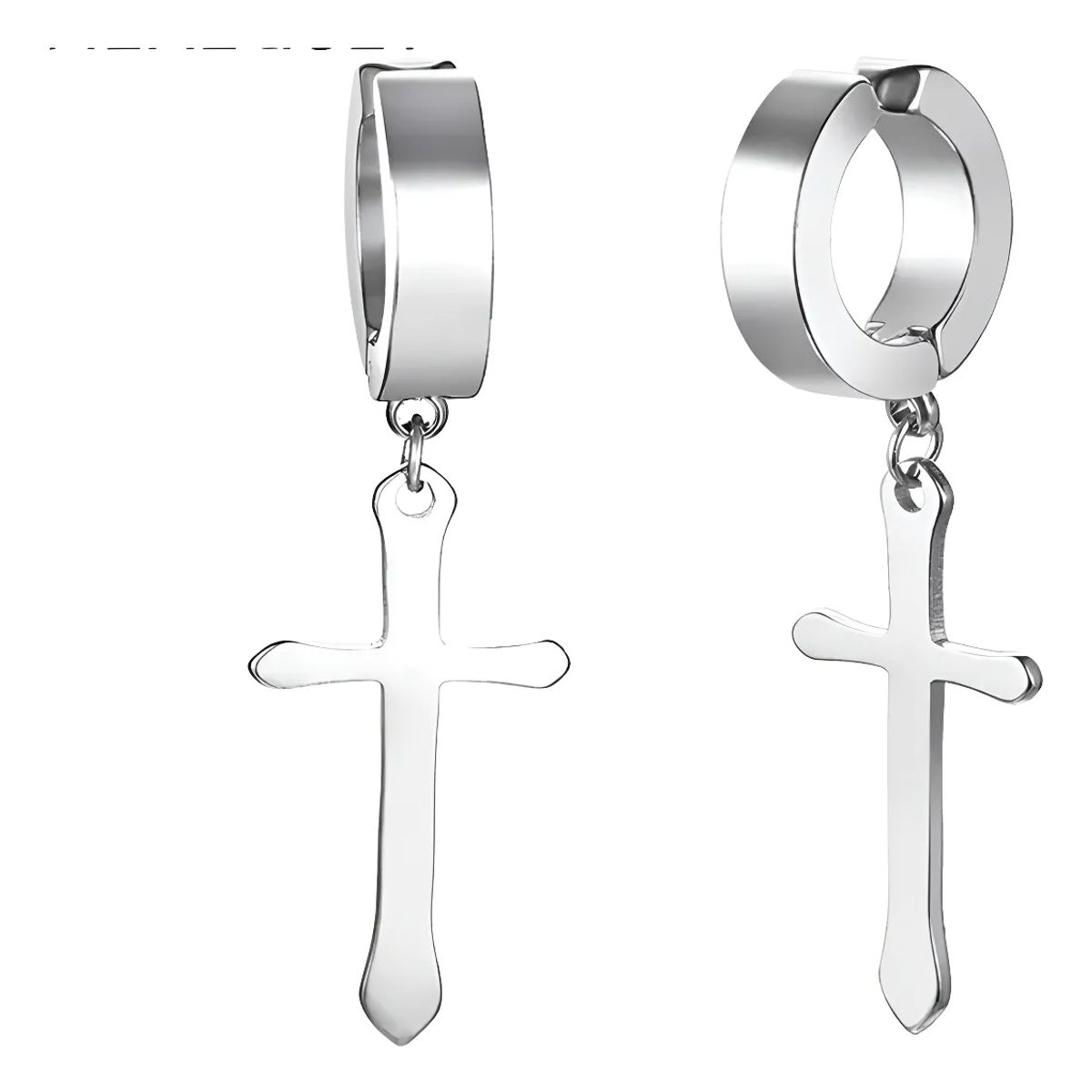 GENERICO - Aros Punk A Presion Cruz Gold Hombre Mujer Moda