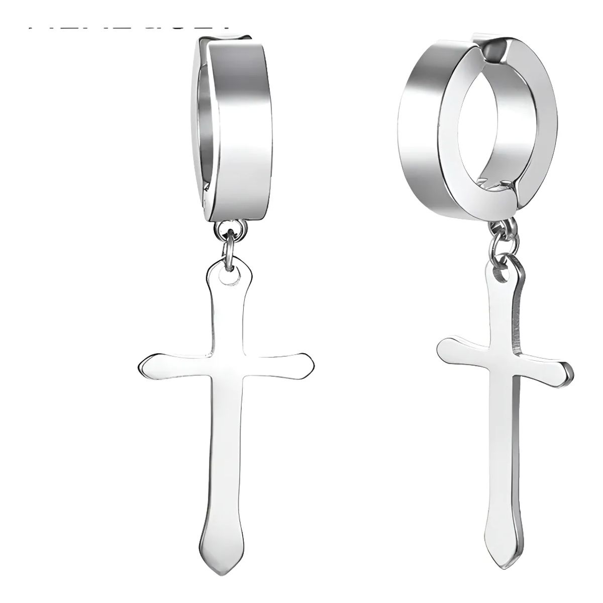 GENERICO - Aros Punk A Presion Cruz Gold Hombre Mujer Moda