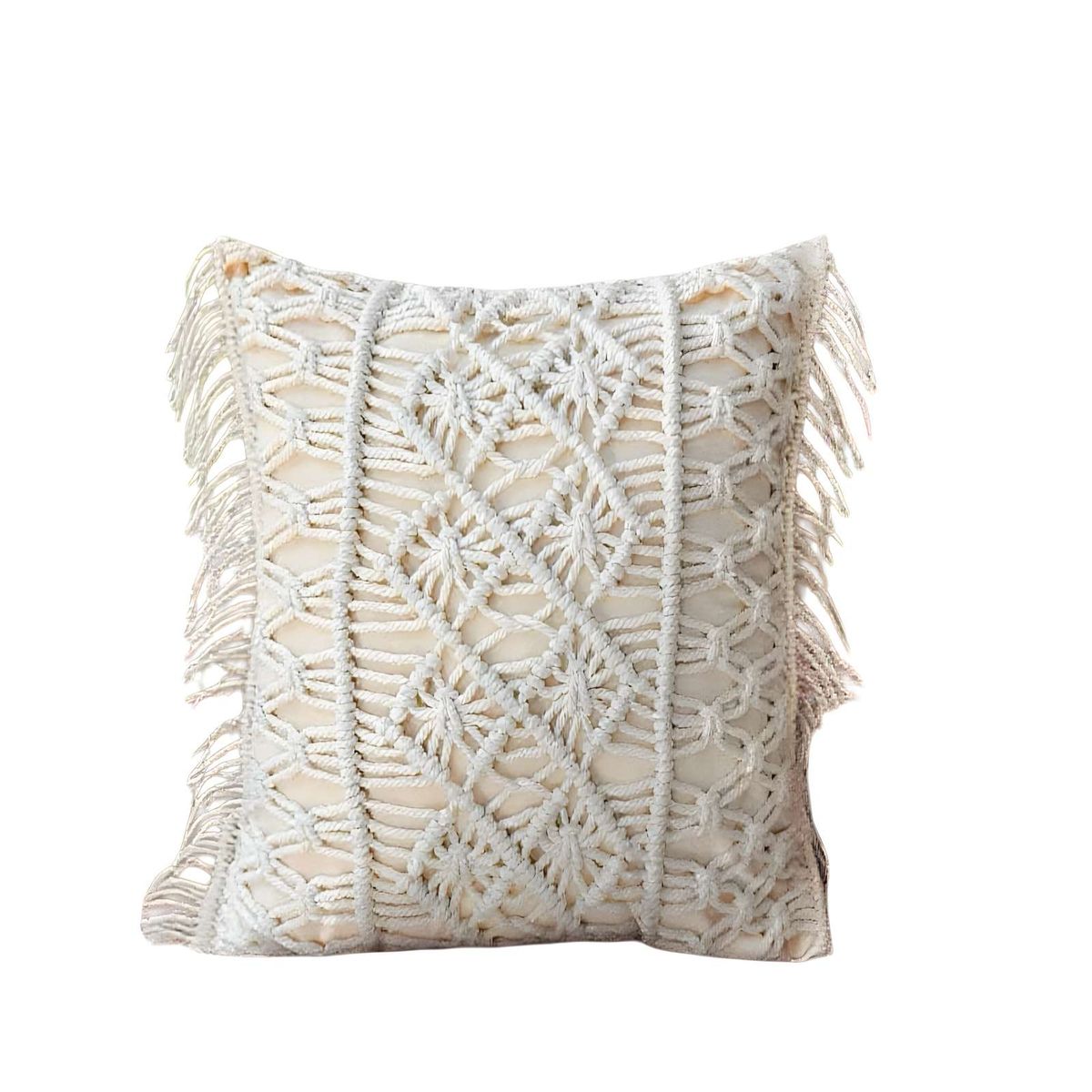 GENERICO - SET DE 4 FUNDAS DE COJIN ESTILO BOHEMIO 45X45 CM BLANCO 01