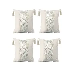 GENERICO - SET DE 4 FUNDAS DE COJIN ESTILO BOHEMIO 45X45 CM BLANCO 03