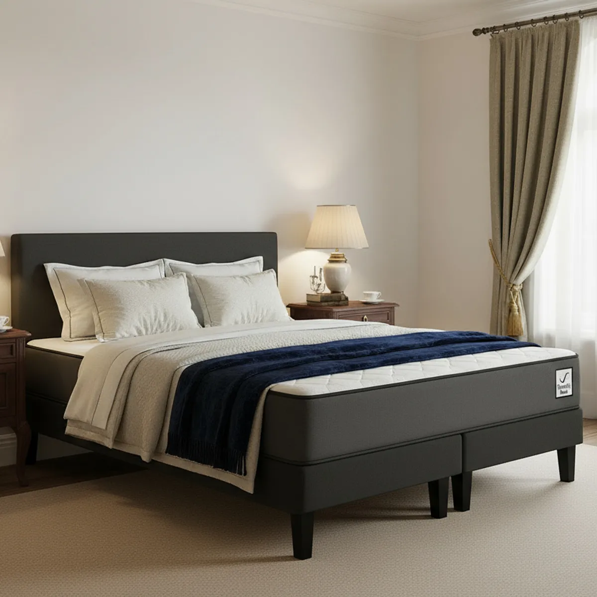 HOME FACTORY - Cama Europea King Basic + Respaldo Inmuebles Dreams