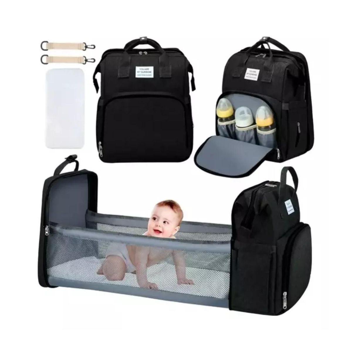 GENERICO - Pañalera 3 En 1 Mochila Cuna 25x40cm Mudador Portatil Bebes