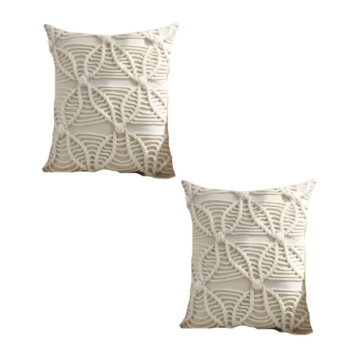 GENERICO - PACK DE 2 FUNDAS DE COJIN ESTILO BOHEMIO 45X45 CM BLANCO 04