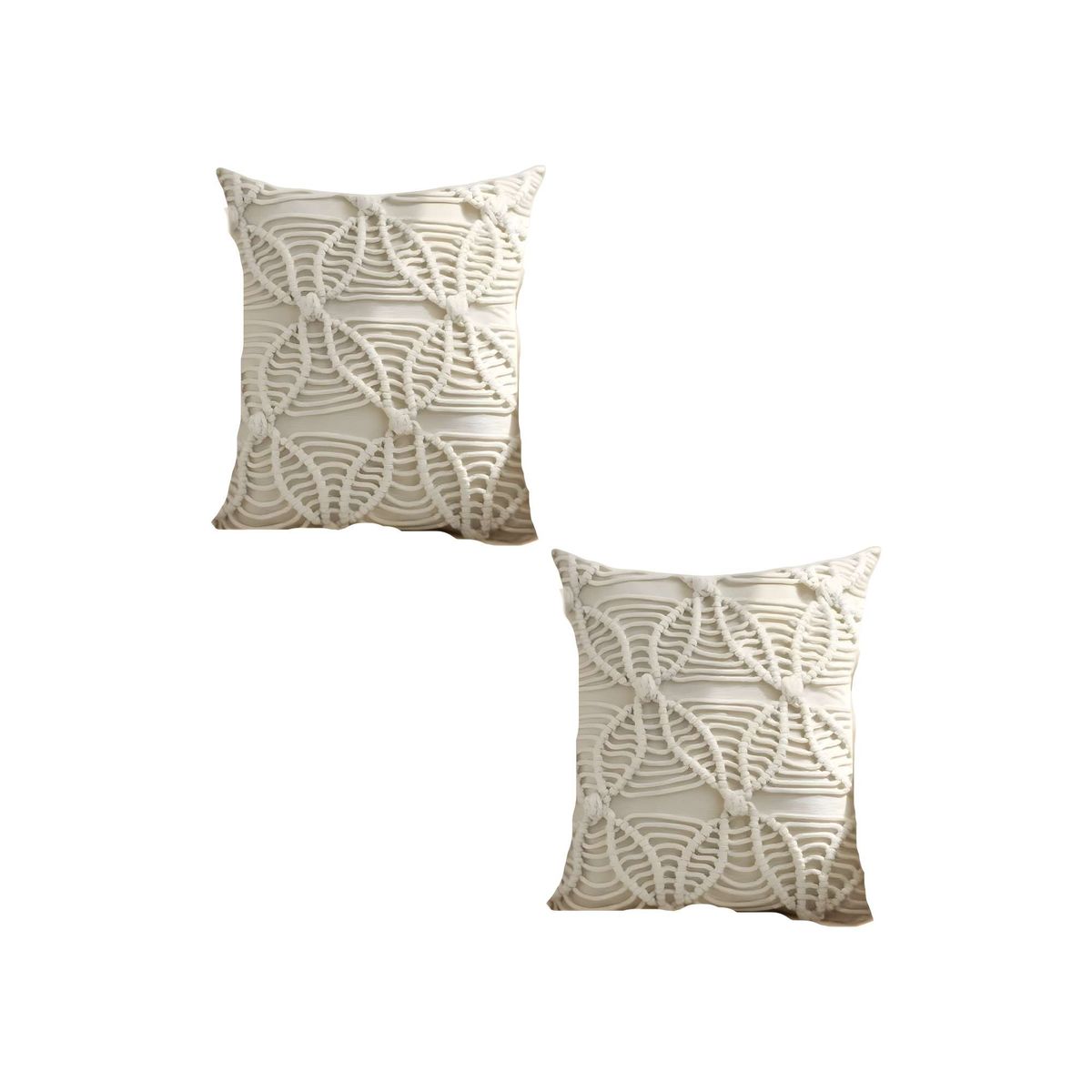 GENERICO - PACK DE 2 FUNDAS DE COJIN ESTILO BOHEMIO 45X45 CM BLANCO 04