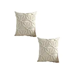 GENERICO - PACK DE 2 FUNDAS DE COJIN ESTILO BOHEMIO 45X45 CM BLANCO 04