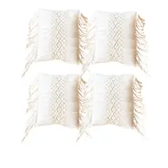 GENERICO - PACK DE 4 FUNDAS DE COJIN ESTILO BOHEMIO 45X45 CM BLANCO 02