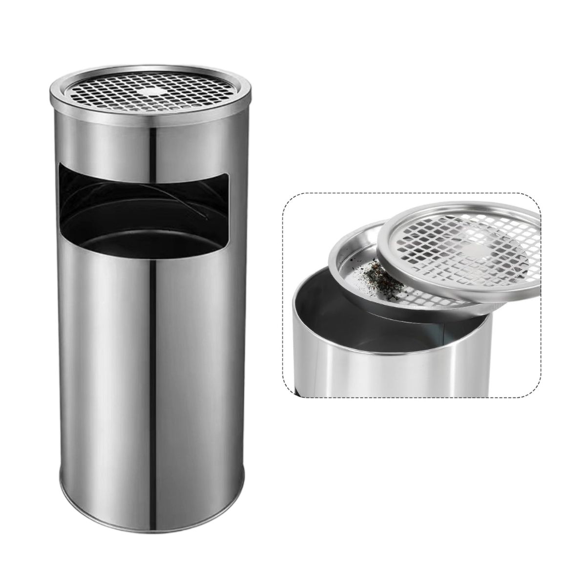 KINDA NICE - Cubo De Basura Vertical De Acero Inoxidable De 12l