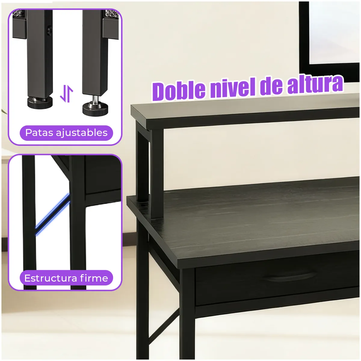 VIDITA - Escritorio Gamer con Luces LED