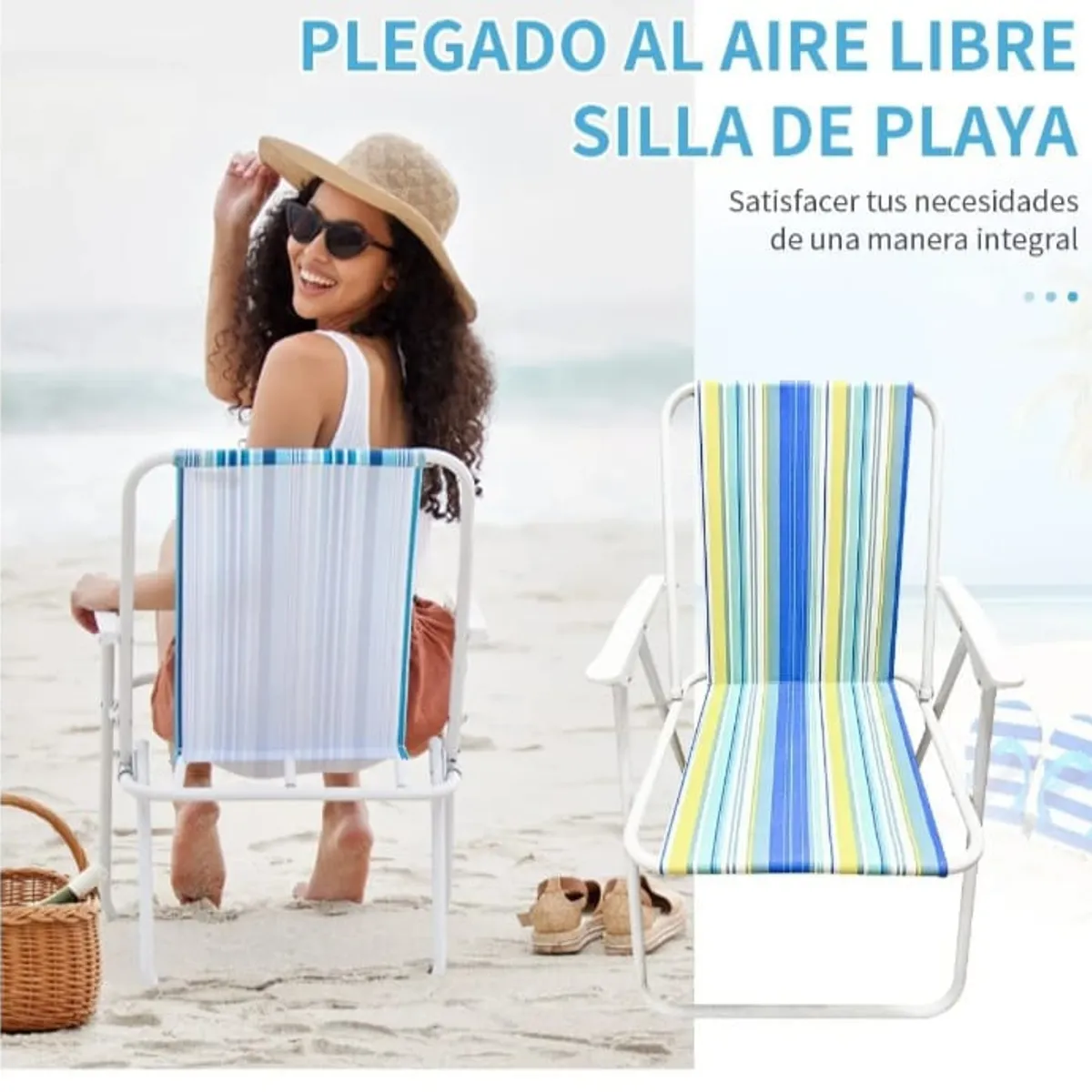 GENERICO - Silla Plegable Portátil Playa Picnic Camping Pesca Terraza Exterior