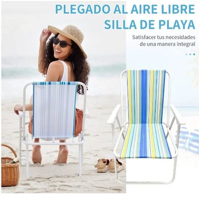 Imagen 2 del producto Silla Plegable Portátil Playa Picnic Camping Pesca Terraza Exterior_.