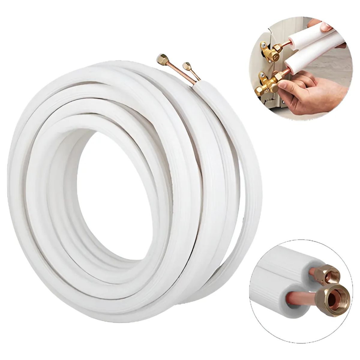 KUANGYE - 5 metros Tubo aislado de 1/4 pulgadas 1/2 pulgadas para aire acondicionado Con Tuercas