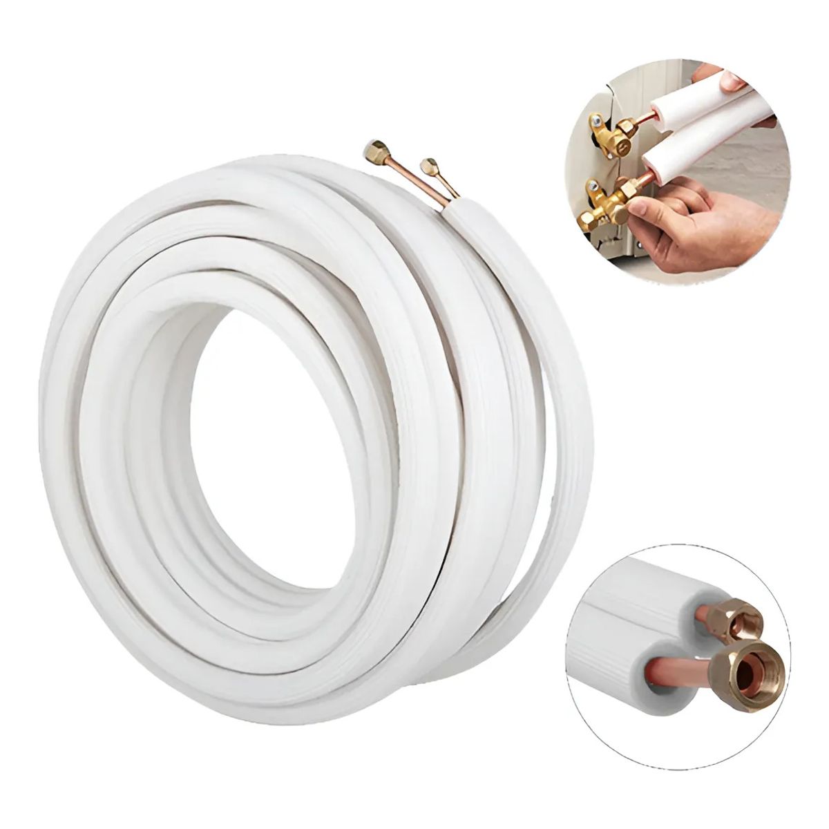 KUANGYE - 5 metros Tubo aislado de 1/4 pulgadas 1/2 pulgadas para aire acondicionado Con Tuercas