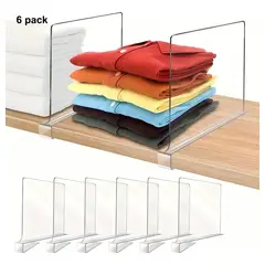KUANGYE - Pack 6 Separadores Acrílicos Estantes Armarios Closet Ropa