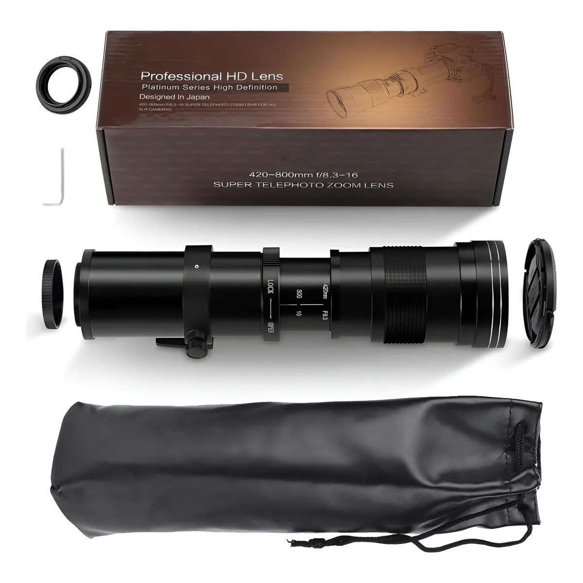 KUANGYE - Súper Teleobjetivo Zoom Cámaras Réflex Compatible con Canon 420-800 Mm