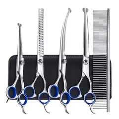 GENERICO - 5 Tijeras Peluqueria Canina Profesional De Acero Inoxidable