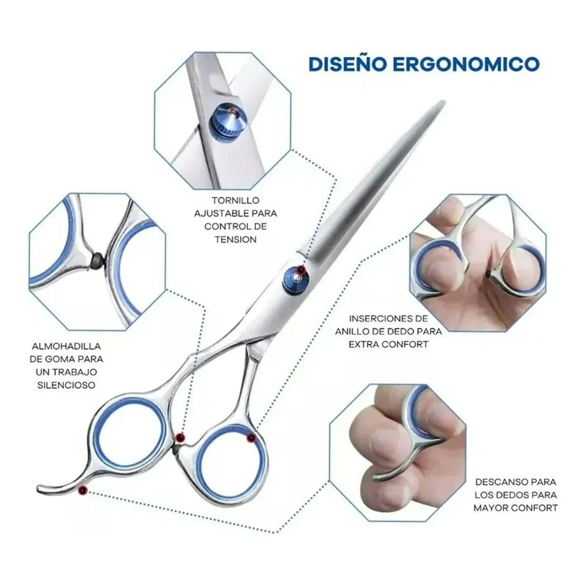 GENERICO - 5 Tijeras Peluqueria Canina Profesional De Acero Inoxidable