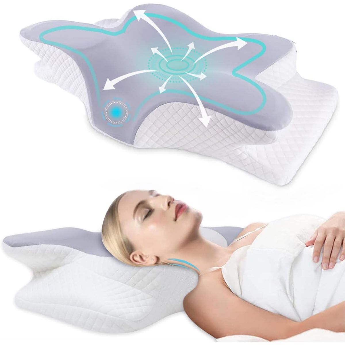 KUANGYE - Almohada Memory Foam Ortopédica Ergonómica Cervical Confort