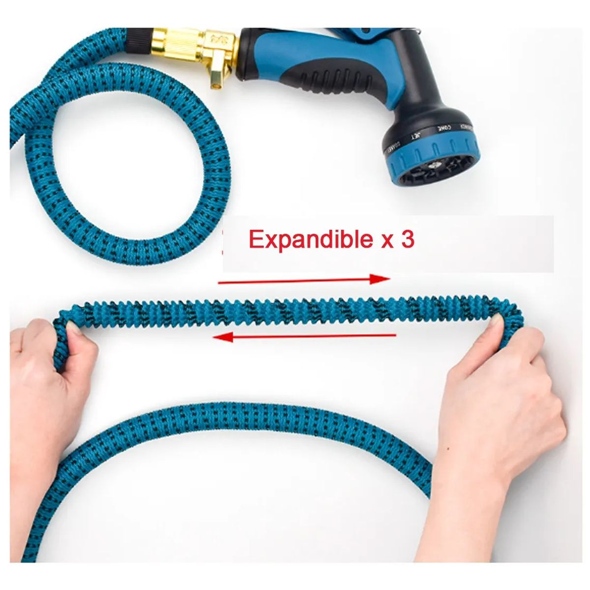 KUANGYE - Manguera Retráctil Expandible Jardín 15 Mts Más Accesorios - Azul