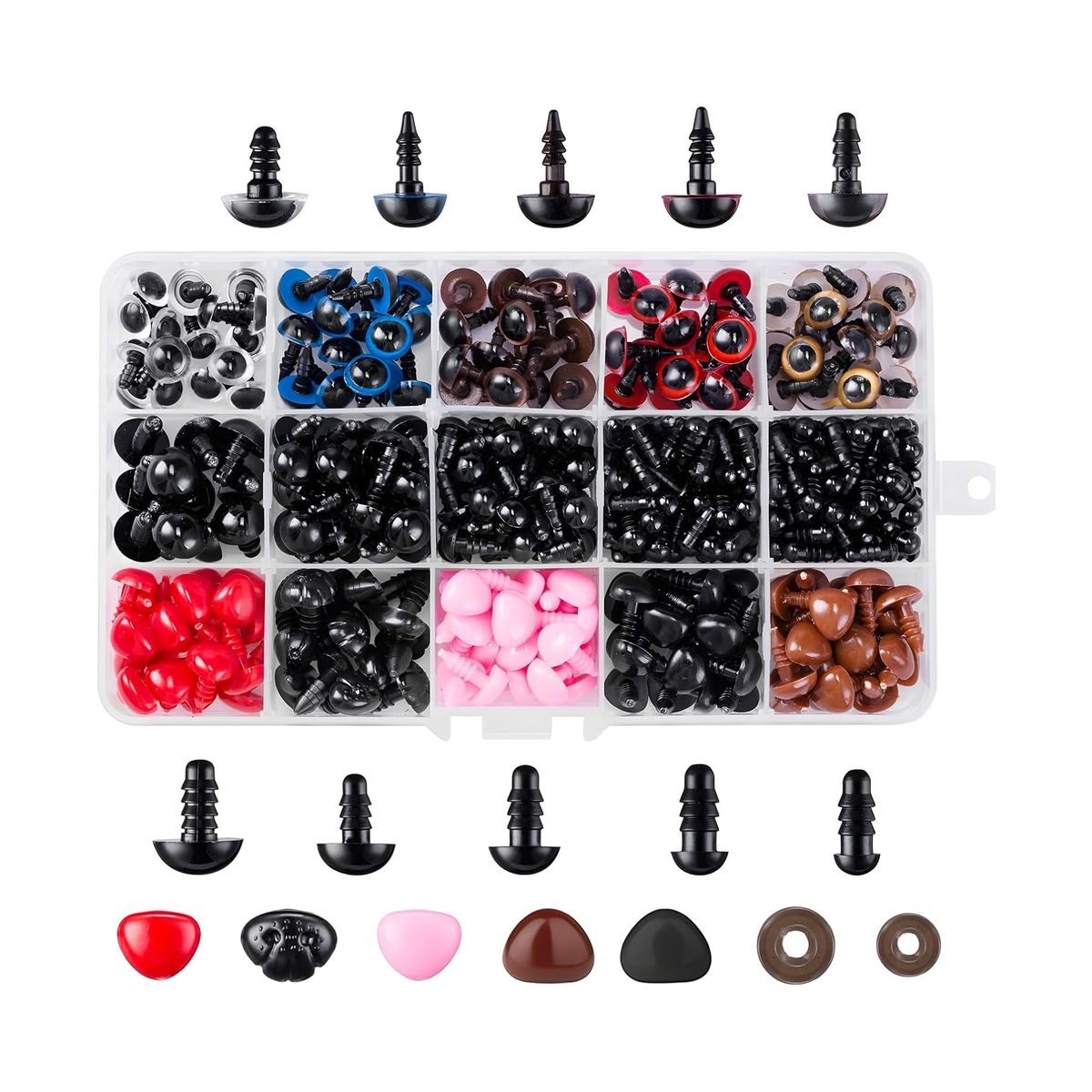 KINDA NICE - Set 752 Pcs Ojo Nariz, Arandelas Plastico Amigurumi Peluches