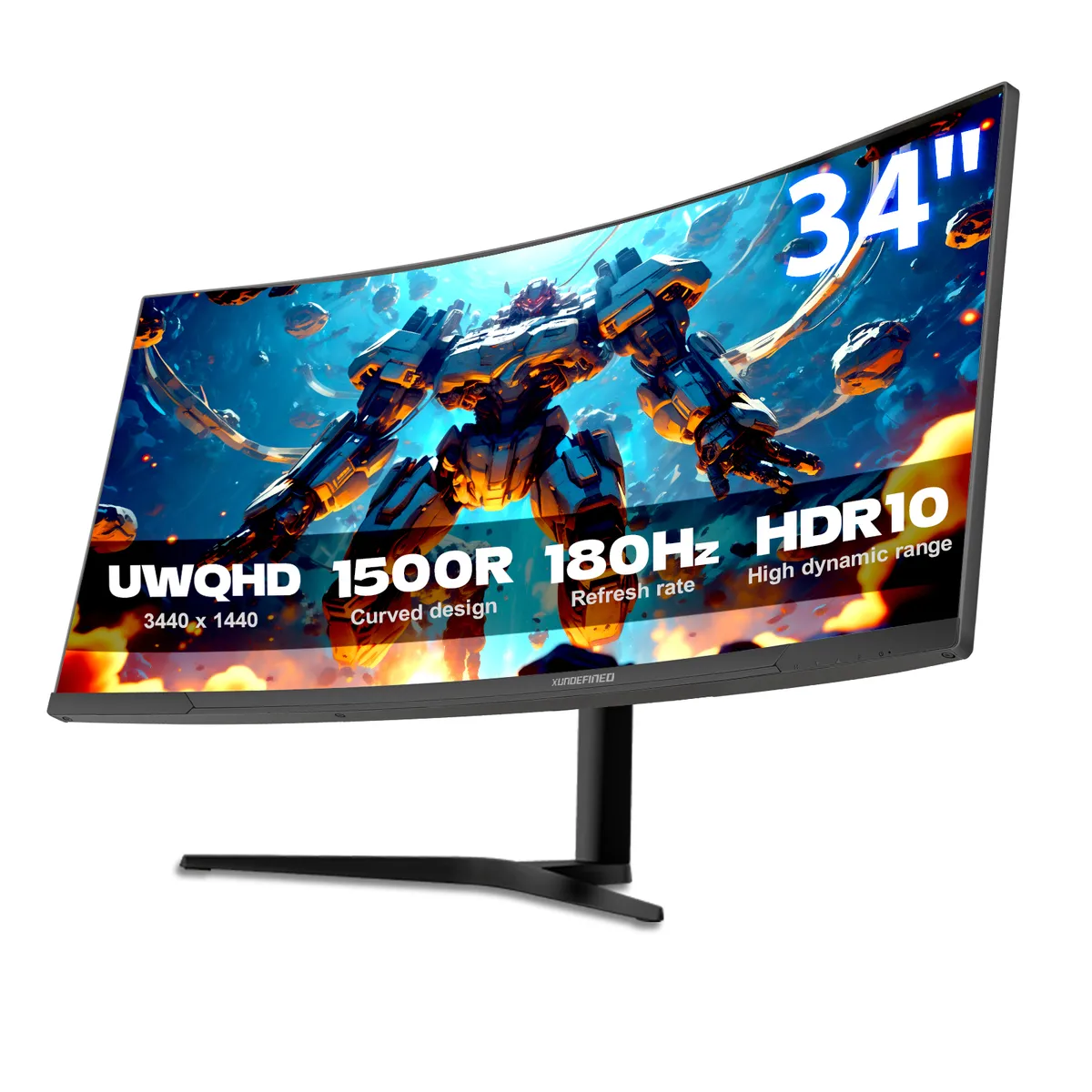 XUNDEFINED - Monitor Gamer Curvo Ultra Wide Xundefined 34 4k Bocina 180hz
