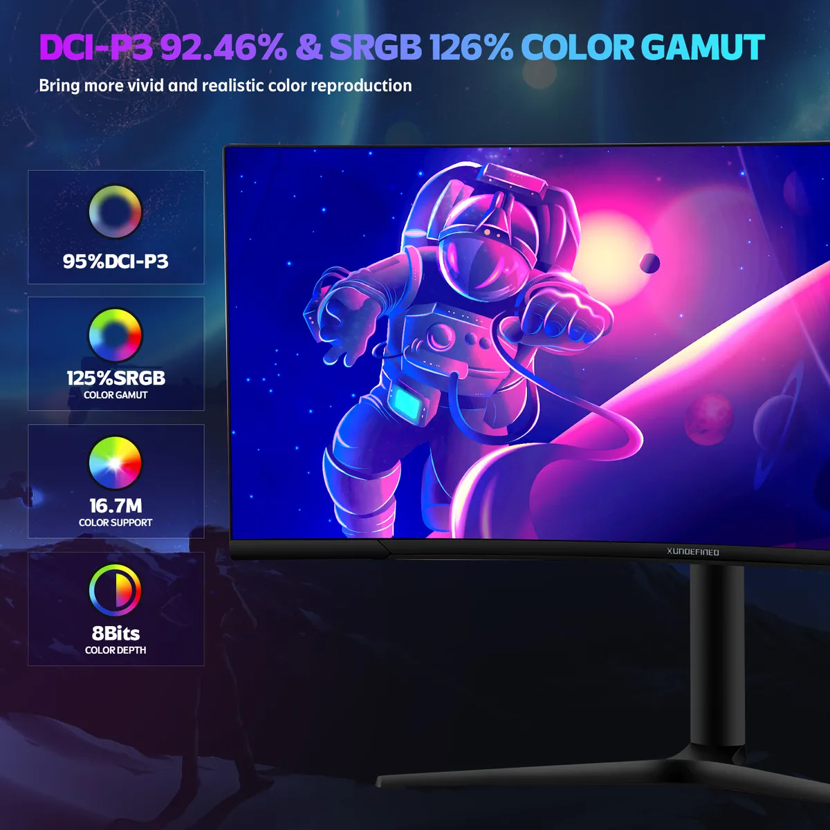 XUNDEFINED - Monitor Gamer Curvo Ultra Wide Xundefined 34 4k Bocina 180hz