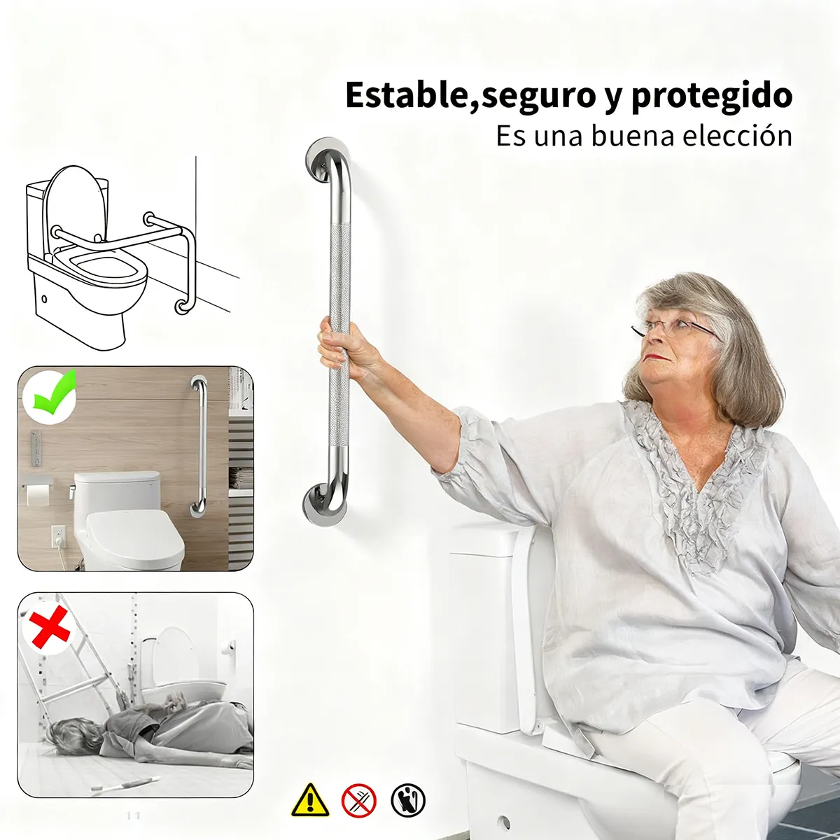 GENERICO - 60cm Barras De Agarre Antideslizante De Acero Inoxidable
