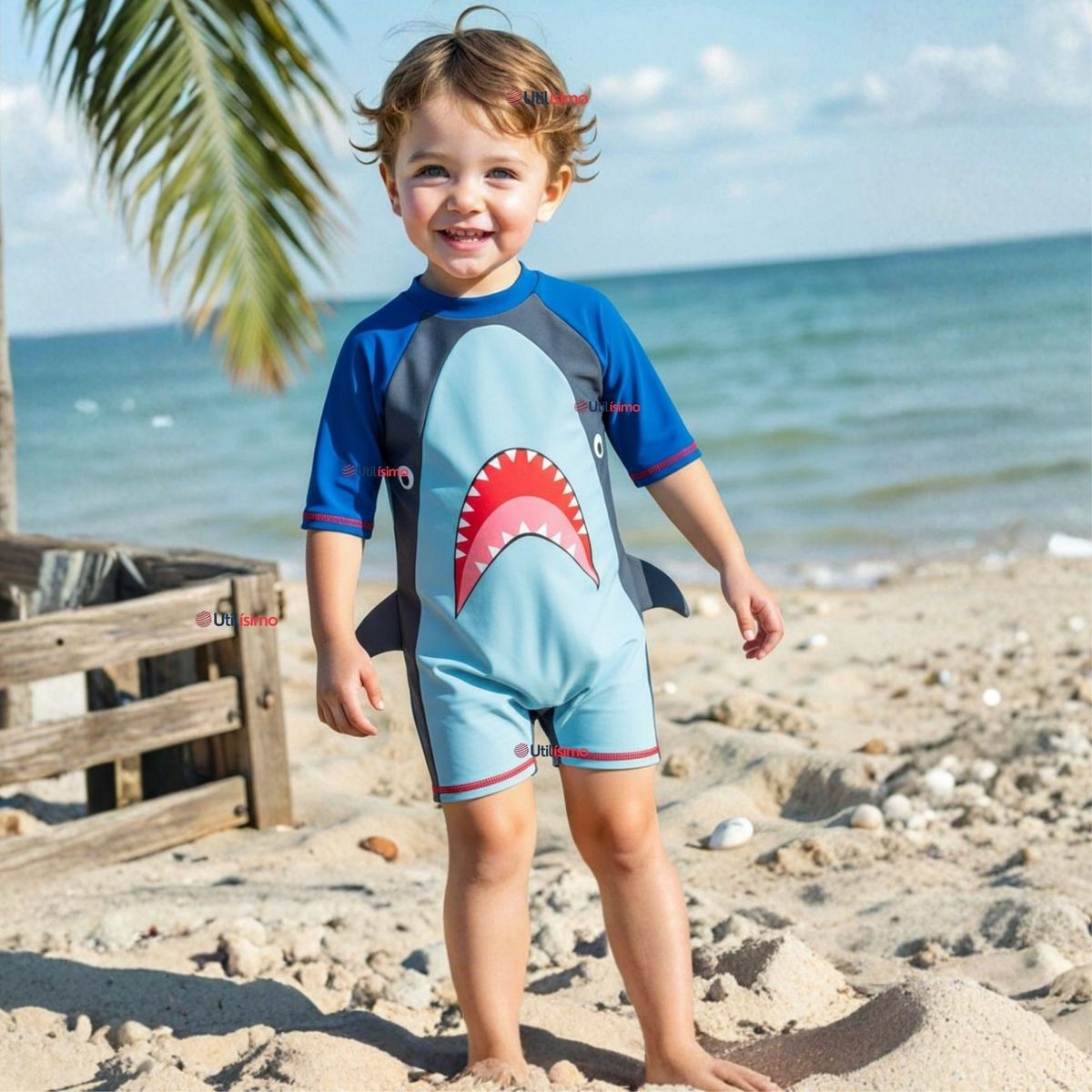 JUMP KIDS - Traje de baño Enterito Con Cremallera Niño de 2 a 6 años Blue Shark