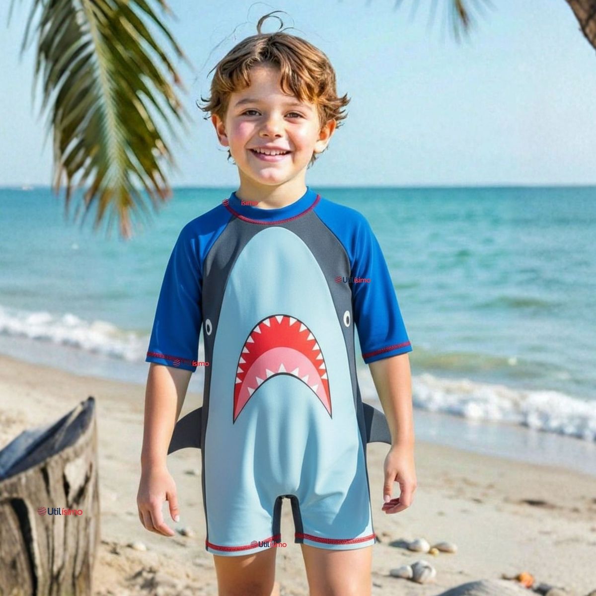JUMP KIDS - Traje de baño Enterito Con Cremallera Niño de 2 a 6 años Blue Shark