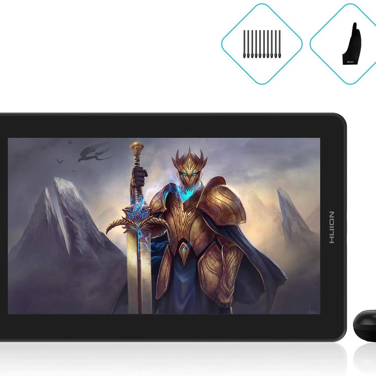 HUION - Tableta Gráfica Digitalizadora Huion Kamvas 13 de 13.3" - Negro No incluye el soporte.