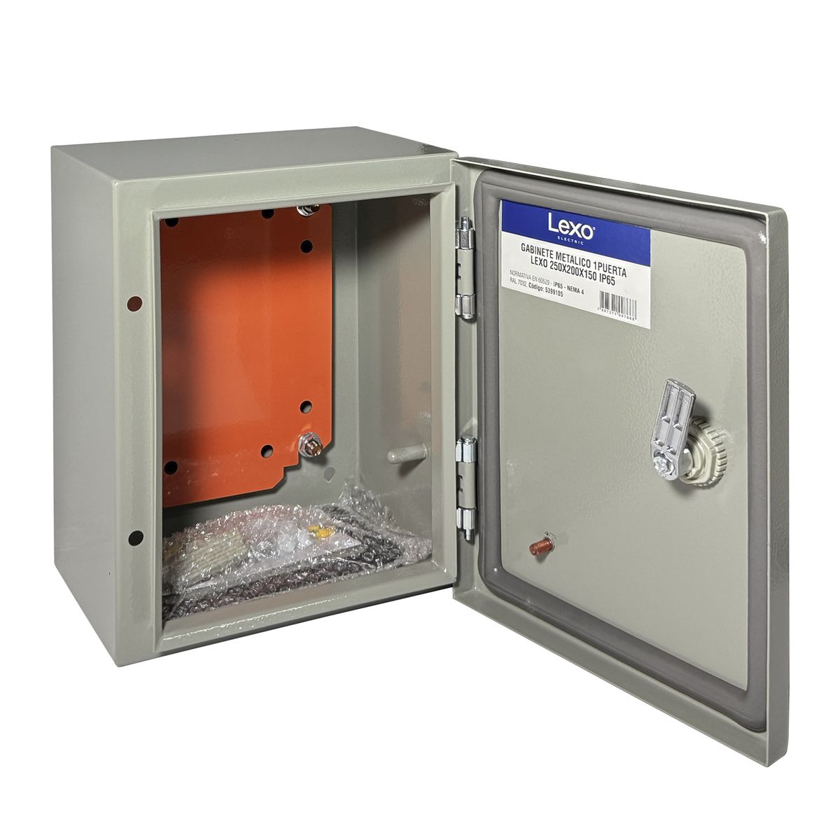 LEXO - Gabinete Metálico Tablero Eléctrico 250x200x150 1 puerta Ip65