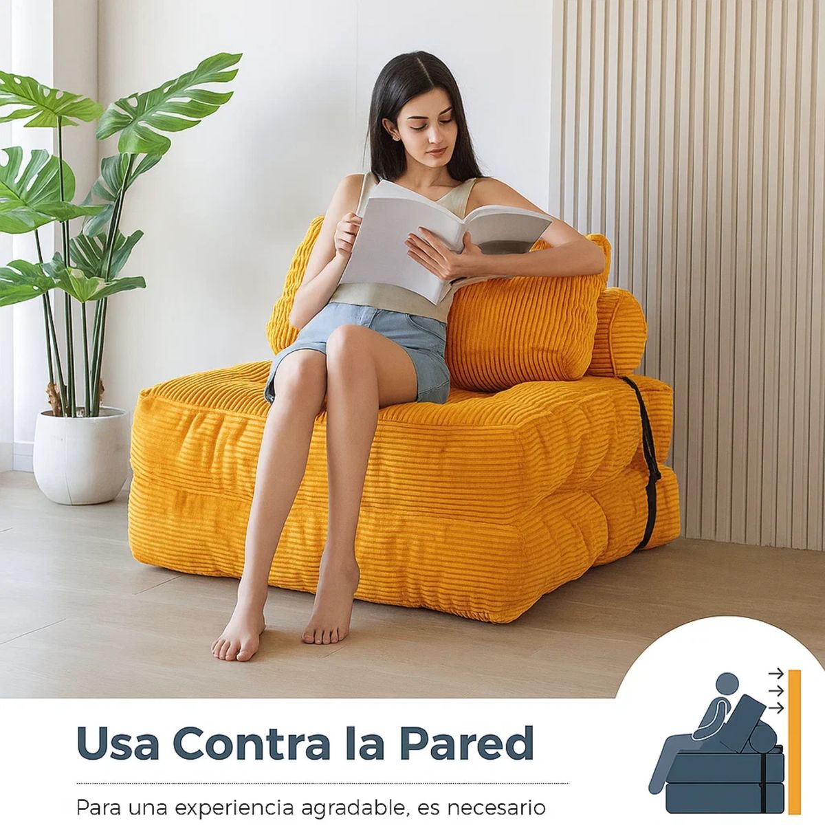 PITAYA - Silla Sofá Cama 155x81cm Puff Plegable Acolchada Hogar