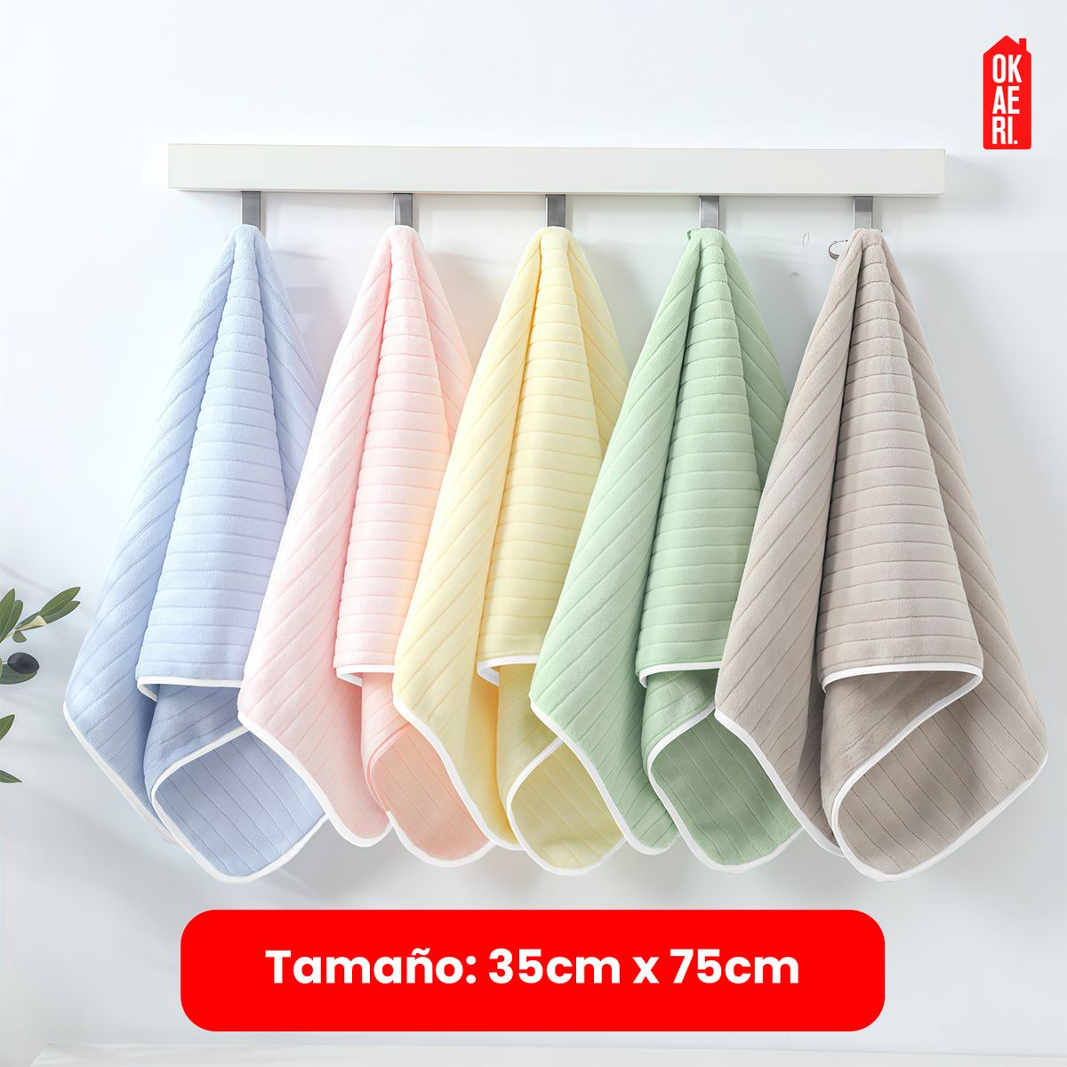 GENERICO - PACK 6 TOALLAS MANO MICROFIBRA 35*75CM - Verde claro