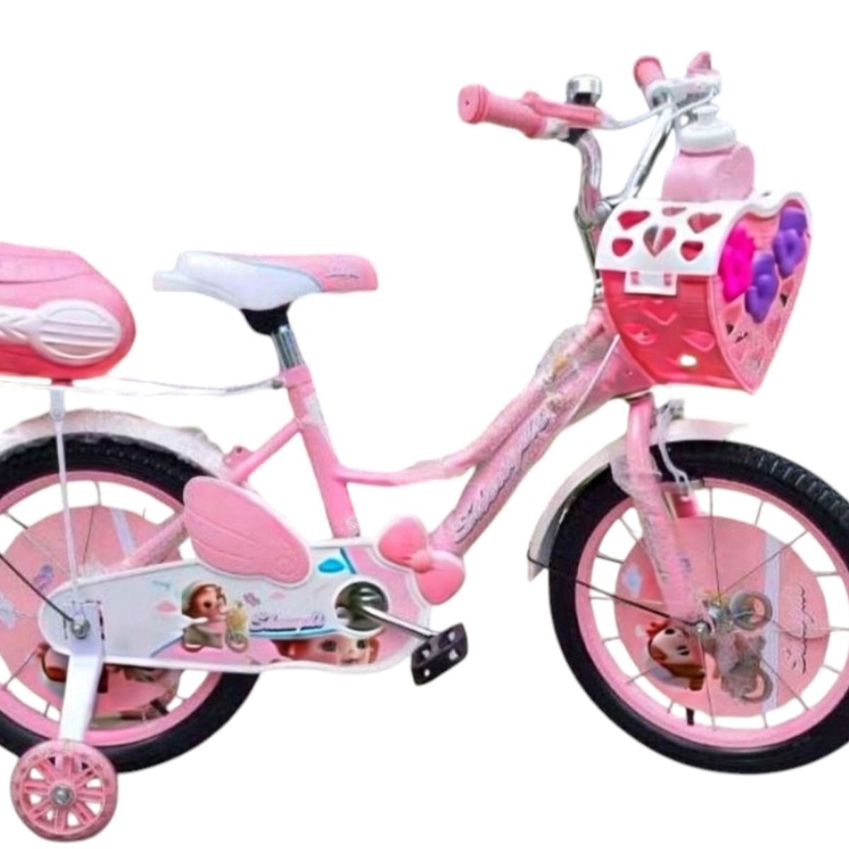 GENERICO - bicicleta aro 16 con ruedas de aprendizaje morada