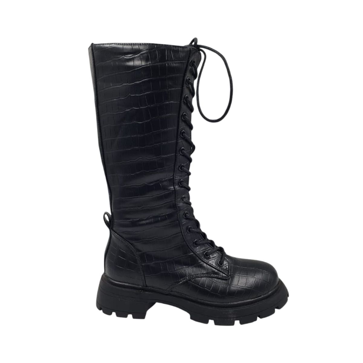 HERIEL - Bota Negra Plataforma Mujer